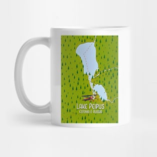 Lake Peipus Estonia and Russia map Mug